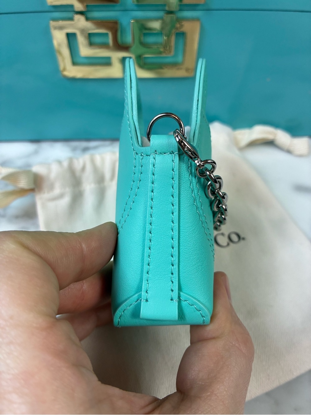 Tiffany & Co. Blue Leather Micro Nano Return to Tiffany Bag Charm - NWT - Picture 3 of 9